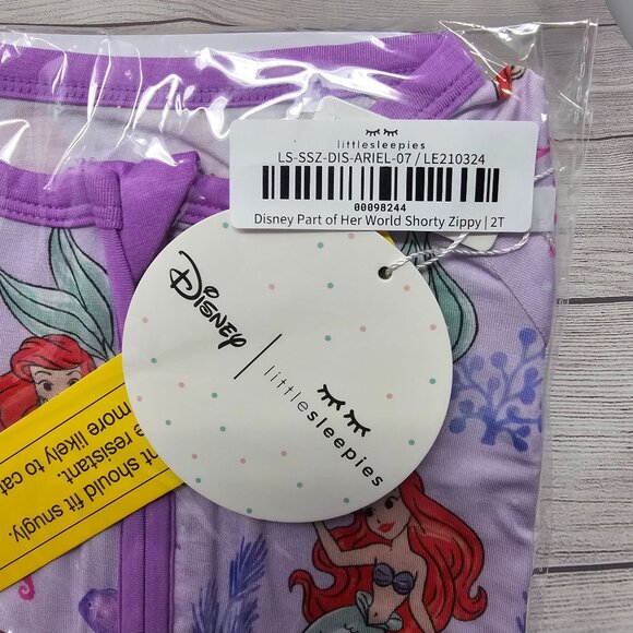 NIB Little Sleepies Disney Part of Her World Shorty Zippy Size 2T - Picture 2 of 3